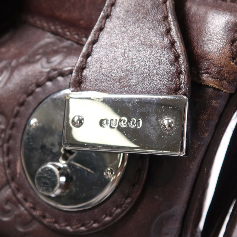 GUCCI 牛皮皮革Shoulder Bag銀扣肩背袋-19