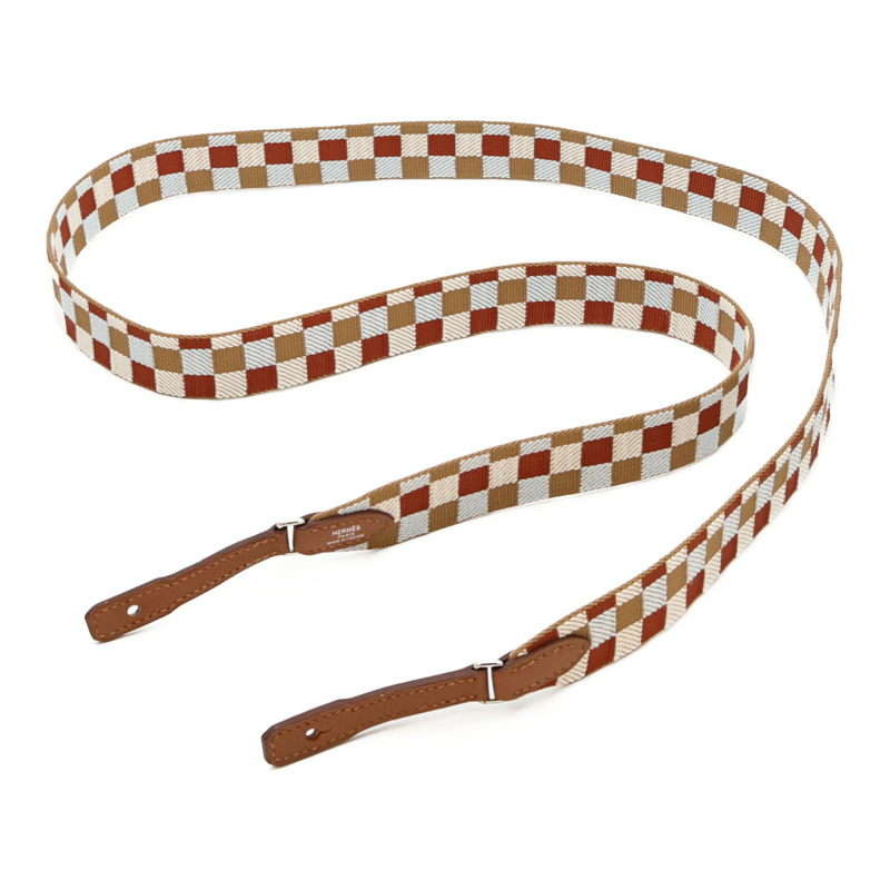 HERMES 帆布/皮革Strap銀扣肩背帶-1