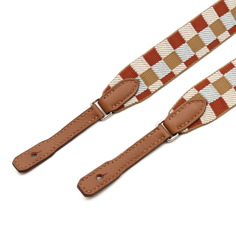 HERMES 帆布/皮革Strap銀扣肩背帶-5