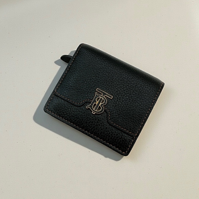 莉亞精品♡ Burberry TBlogo對開短夾黑 二手-0