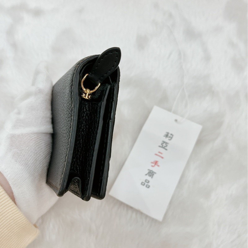 莉亞精品♡ Burberry TBlogo對開短夾黑 二手-4
