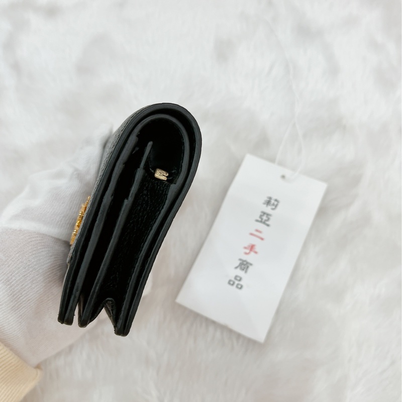 莉亞精品♡ Burberry TBlogo對開短夾黑 二手-5