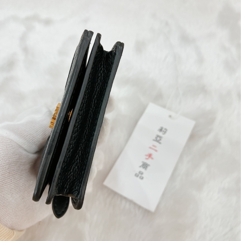 莉亞精品♡ Burberry TBlogo對開短夾黑 二手-6