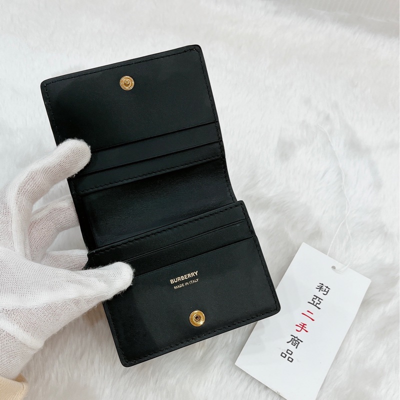 莉亞精品♡ Burberry TBlogo對開短夾黑 二手-8