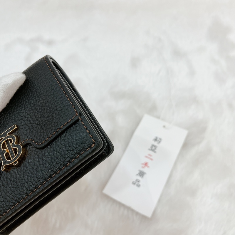 莉亞精品♡ Burberry TBlogo對開短夾黑 二手-11