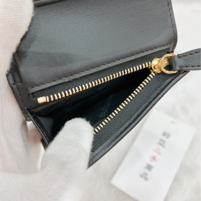莉亞精品♡ Burberry TBlogo對開短夾黑 二手-12