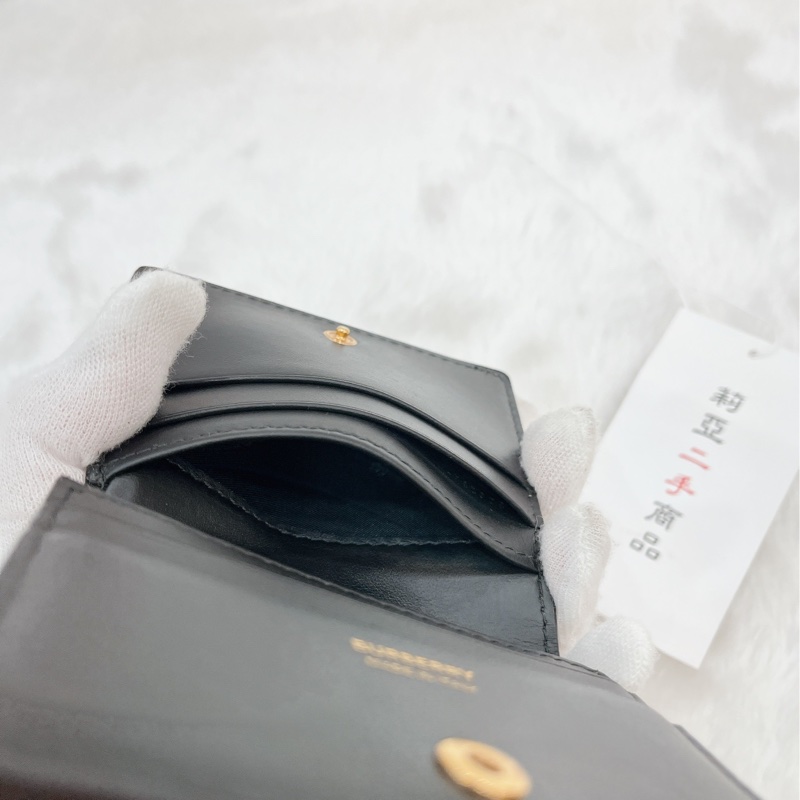 莉亞精品♡ Burberry TBlogo對開短夾黑 二手-13