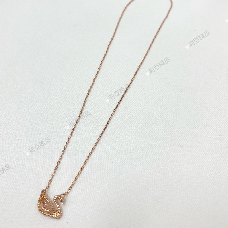 莉亞精品♡施華洛世奇 天鵝項鍊 粉 二手-4