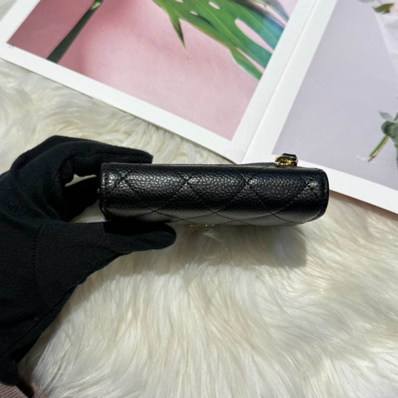 香奈兒 黑金荔枝三折短夾-6