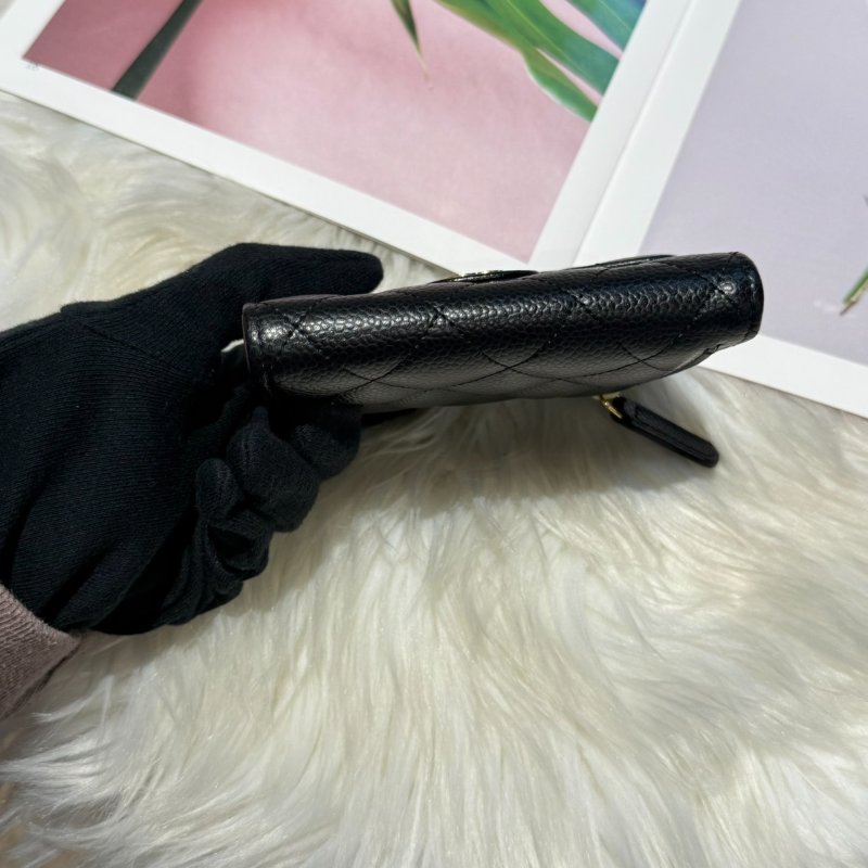 香奈兒 黑金荔枝三折短夾-7