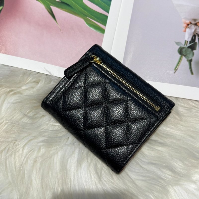 香奈兒 黑金荔枝三折短夾-1