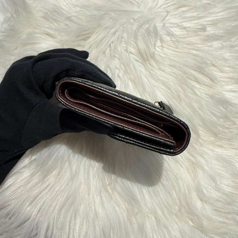 香奈兒 黑金荔枝三折短夾-4