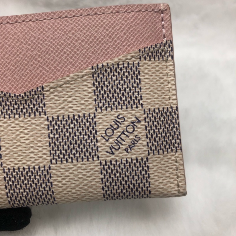 LV白棋盤粉色卡夾X836-4