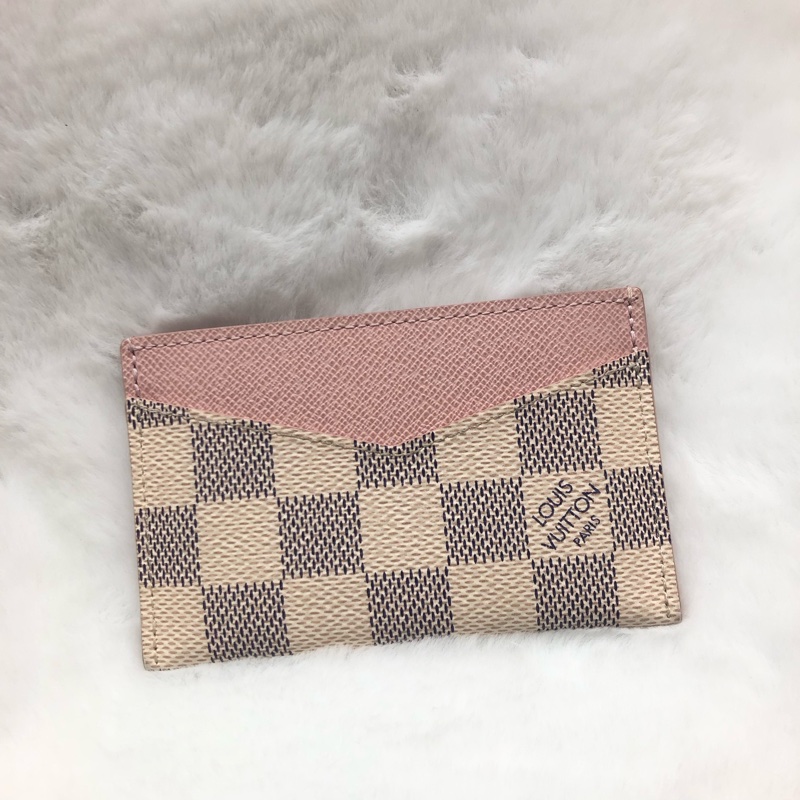 LV白棋盤粉色卡夾X836-5