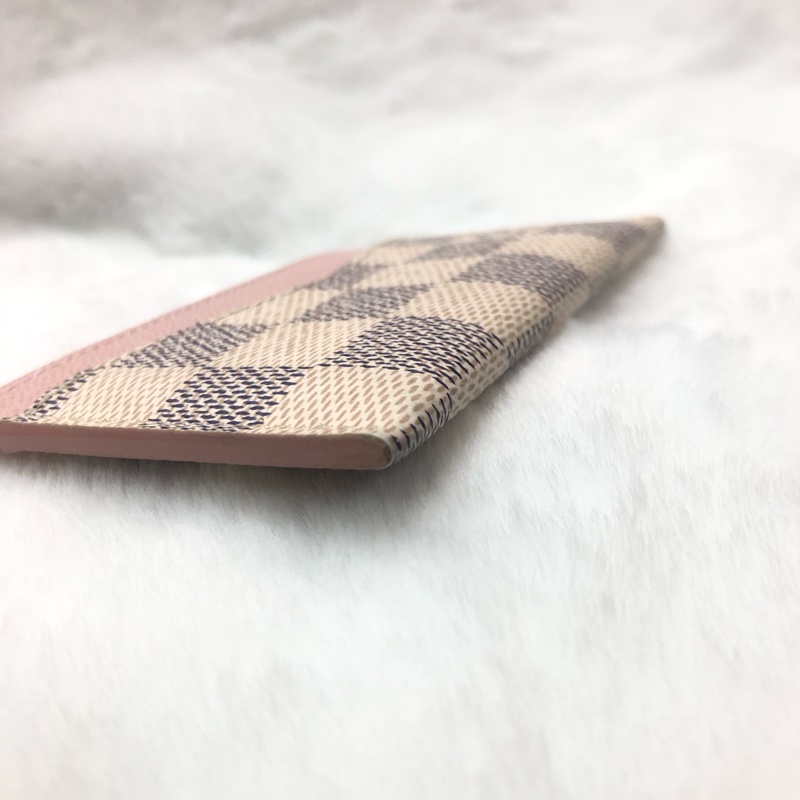 LV白棋盤粉色卡夾X836-14