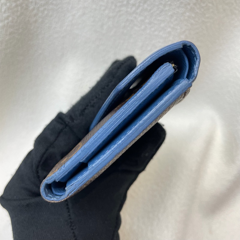 LV Zoé Monogram 老花拼藍色三摺短夾 XB721-4