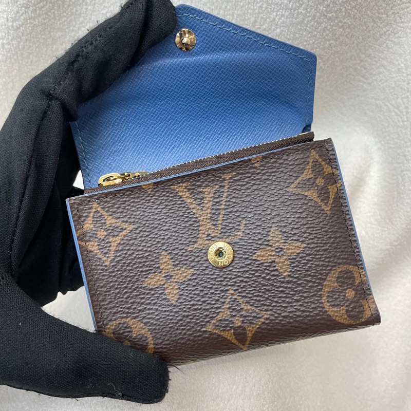 LV Zoé Monogram 老花拼藍色三摺短夾 XB721-11