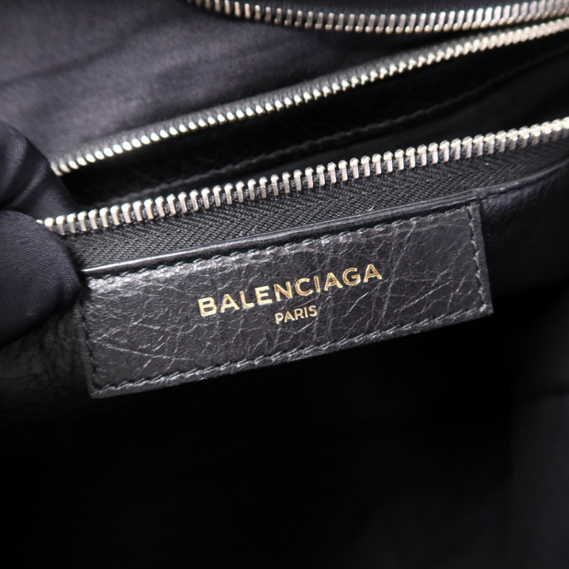 BALENCIAGA 羊皮皮革Bazar Shopper銀扣肩背袋-5