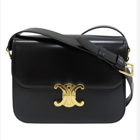 Celine 凱旋門 黑金 中號