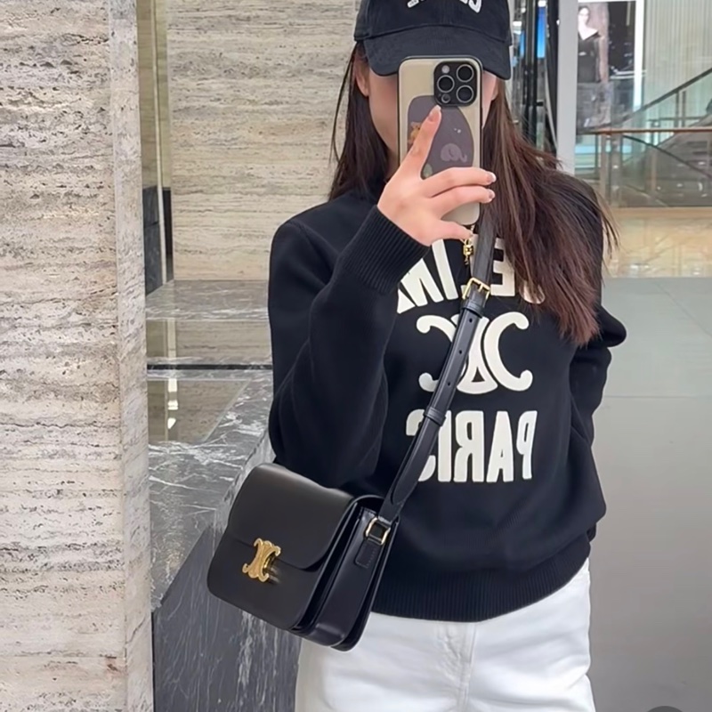 Celine 凱旋門 黑金 中號-12