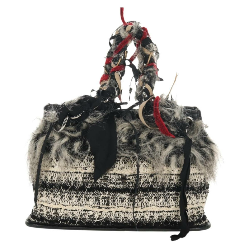 【日本直送】香奈兒 (CHANEL) 鏈條 COCO 標誌單背包,斜紋軟呢布料,黑色,銀色 CC 標誌,正品編號 145069AV-1