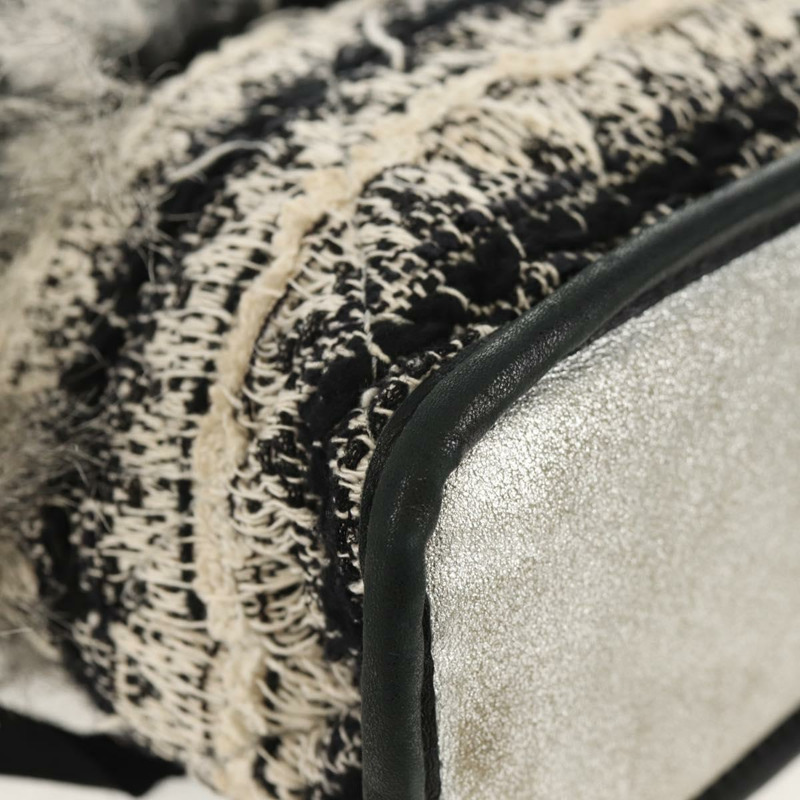 【日本直送】香奈兒 (CHANEL) 鏈條 COCO 標誌單背包,斜紋軟呢布料,黑色,銀色 CC 標誌,正品編號 145069AV-7