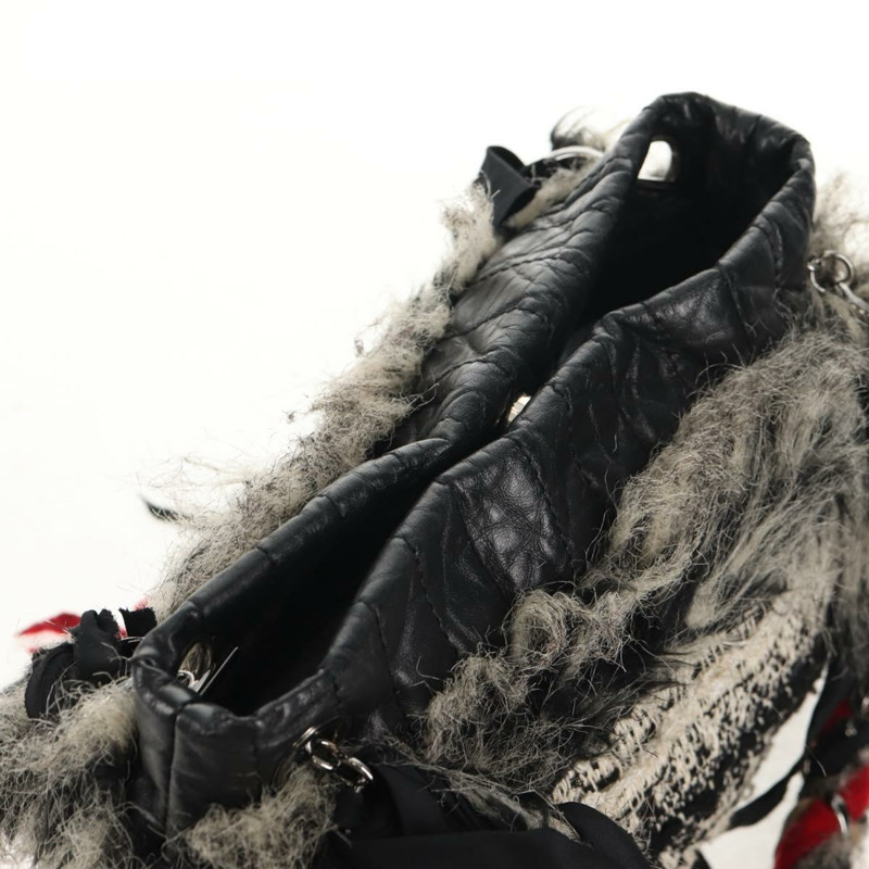 【日本直送】香奈兒 (CHANEL) 鏈條 COCO 標誌單背包,斜紋軟呢布料,黑色,銀色 CC 標誌,正品編號 145069AV-8