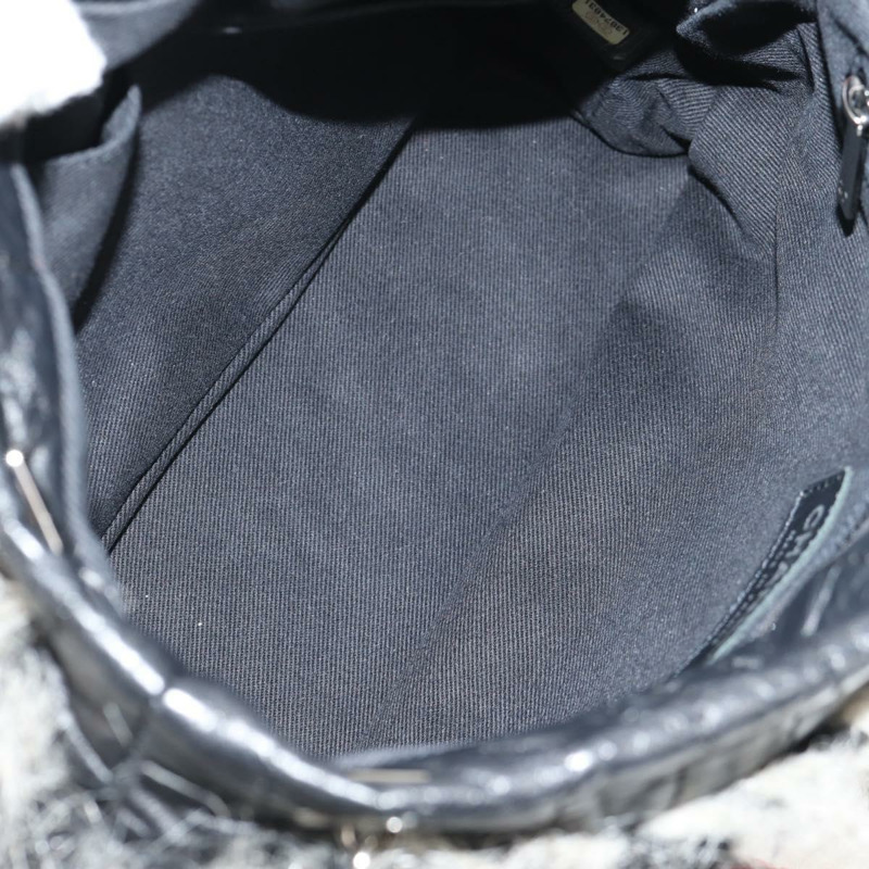 【日本直送】香奈兒 (CHANEL) 鏈條 COCO 標誌單背包,斜紋軟呢布料,黑色,銀色 CC 標誌,正品編號 145069AV-9