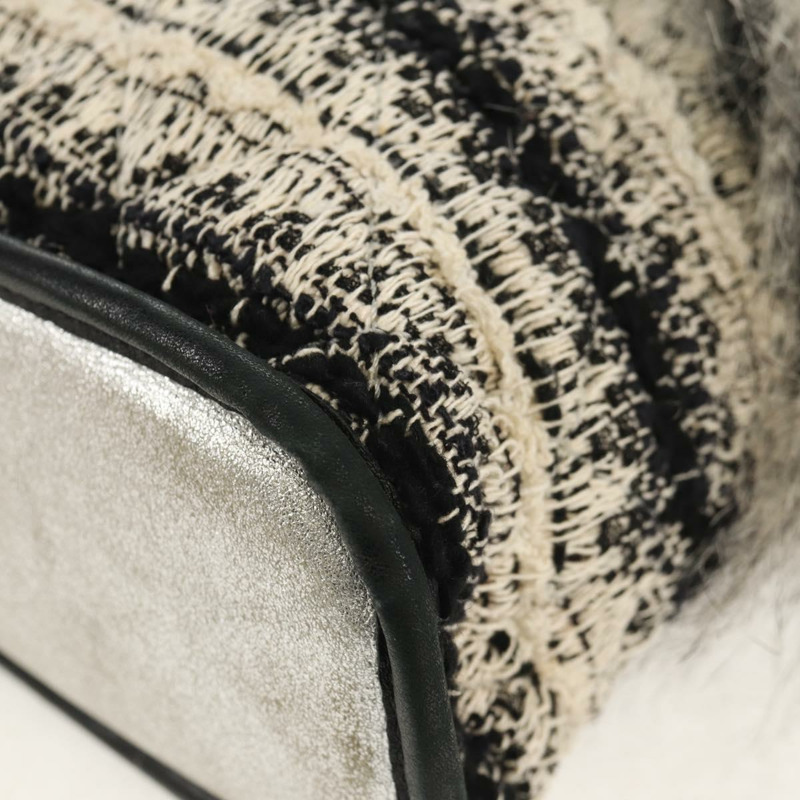 【日本直送】香奈兒 (CHANEL) 鏈條 COCO 標誌單背包,斜紋軟呢布料,黑色,銀色 CC 標誌,正品編號 145069AV-14