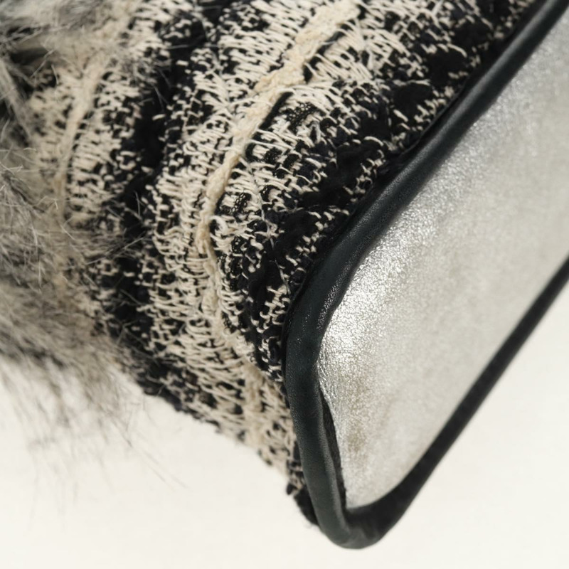 【日本直送】香奈兒 (CHANEL) 鏈條 COCO 標誌單背包,斜紋軟呢布料,黑色,銀色 CC 標誌,正品編號 145069AV-15