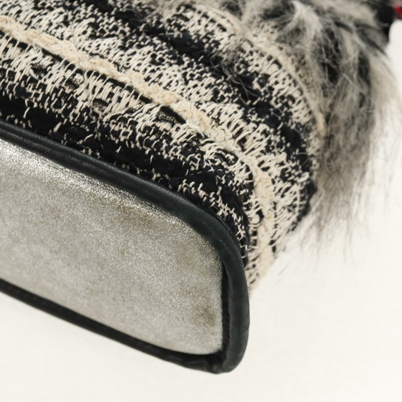 【日本直送】香奈兒 (CHANEL) 鏈條 COCO 標誌單背包,斜紋軟呢布料,黑色,銀色 CC 標誌,正品編號 145069AV-16