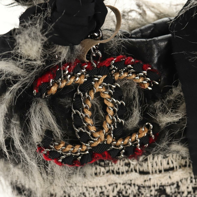 【日本直送】香奈兒 (CHANEL) 鏈條 COCO 標誌單背包,斜紋軟呢布料,黑色,銀色 CC 標誌,正品編號 145069AV-17