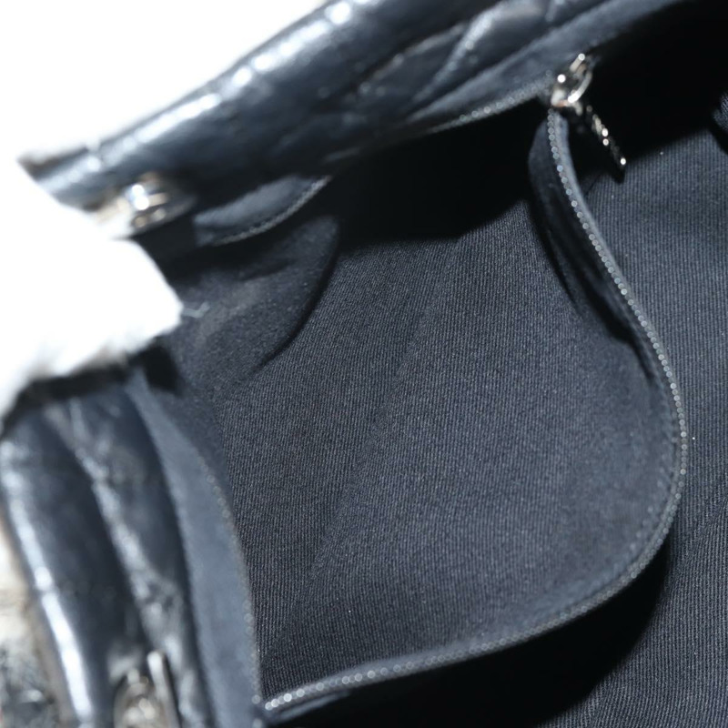 【日本直送】香奈兒 (CHANEL) 鏈條 COCO 標誌單背包,斜紋軟呢布料,黑色,銀色 CC 標誌,正品編號 145069AV-22