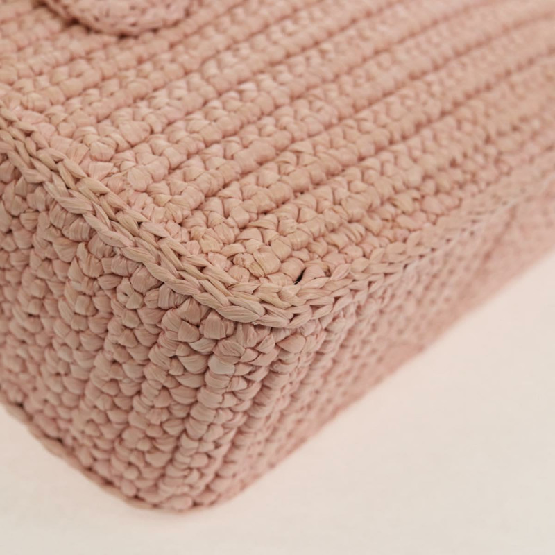 【日本直送】Miu Miu Arkady 手提包,拉菲草編織,兩用款,粉金色,貨號 5BB123,正品編號 134338AM-16