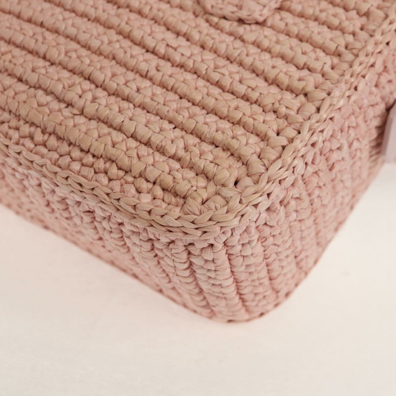 【日本直送】Miu Miu Arkady 手提包,拉菲草編織,兩用款,粉金色,貨號 5BB123,正品編號 134338AM-17