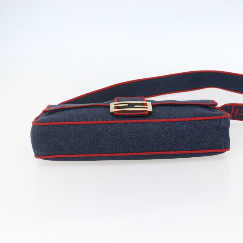 【日本直送】FENDI Mamma Baguette 單肩包 牛仔布 2way 海軍藍 金色 Auth 154083M-4