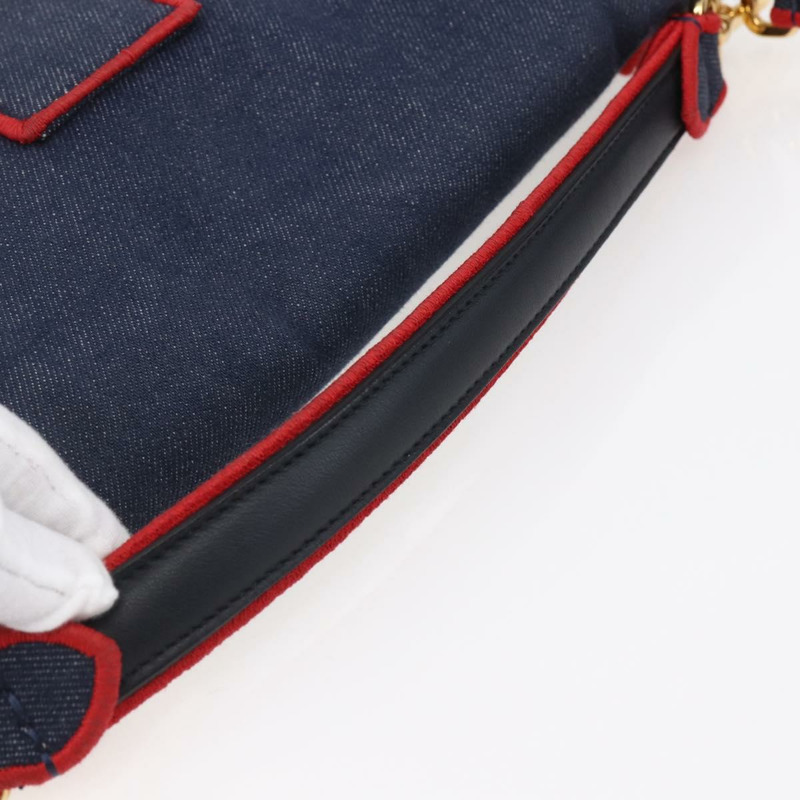 【日本直送】FENDI Mamma Baguette 單肩包 牛仔布 2way 海軍藍 金色 Auth 154083M-6