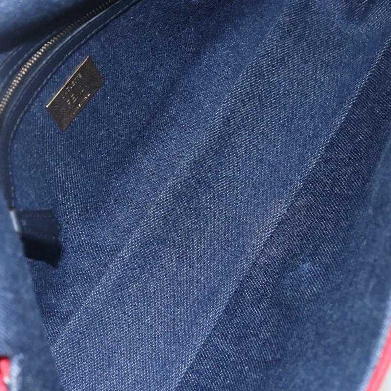 【日本直送】FENDI Mamma Baguette 單肩包 牛仔布 2way 海軍藍 金色 Auth 154083M-8