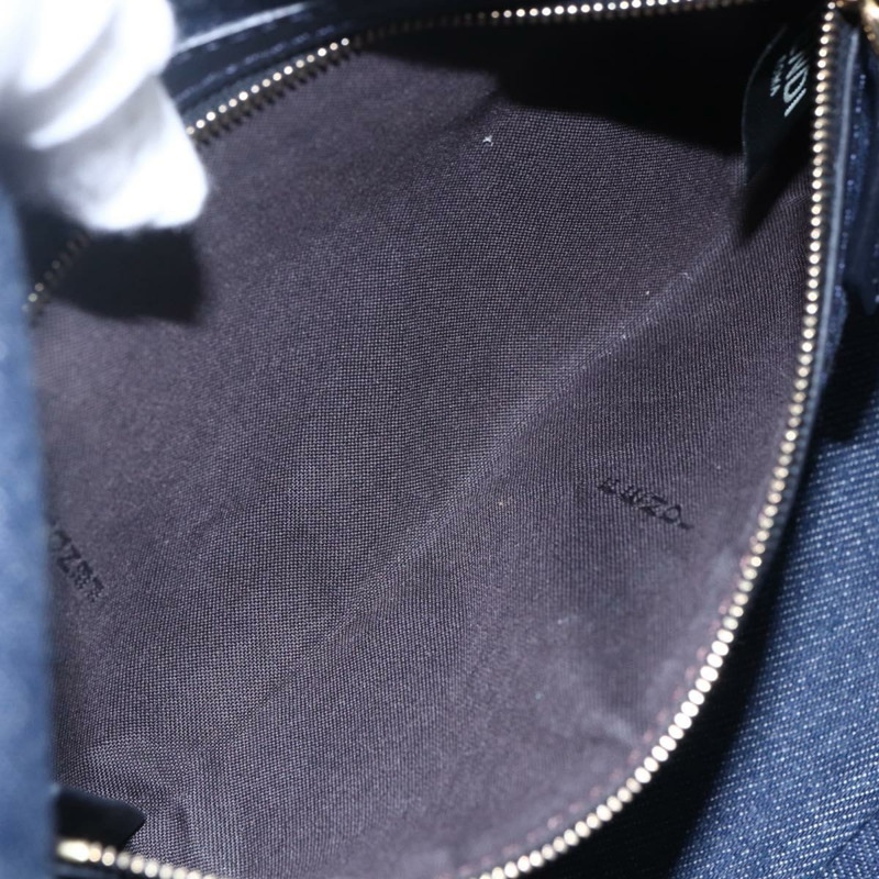 【日本直送】FENDI Mamma Baguette 單肩包 牛仔布 2way 海軍藍 金色 Auth 154083M-9