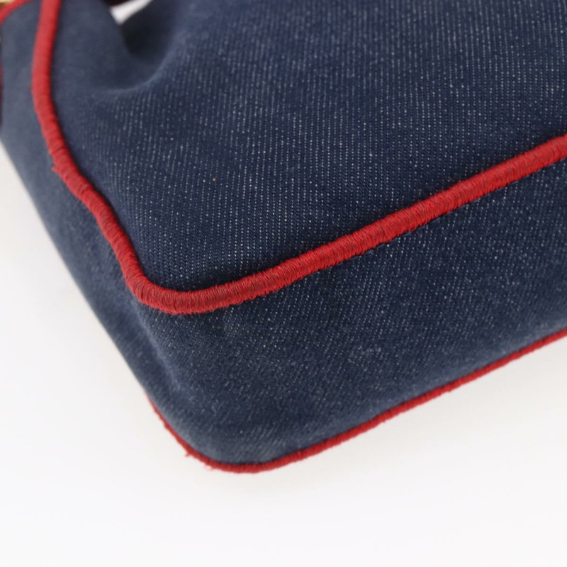 【日本直送】FENDI Mamma Baguette 單肩包 牛仔布 2way 海軍藍 金色 Auth 154083M-18