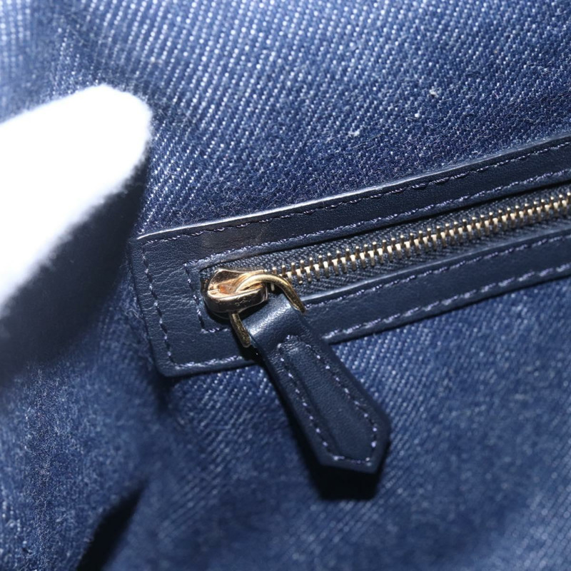 【日本直送】FENDI Mamma Baguette 單肩包 牛仔布 2way 海軍藍 金色 Auth 154083M-21