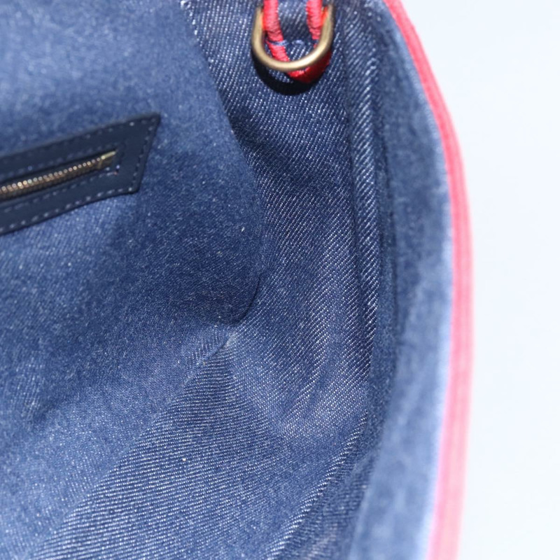 【日本直送】FENDI Mamma Baguette 單肩包 牛仔布 2way 海軍藍 金色 Auth 154083M-22