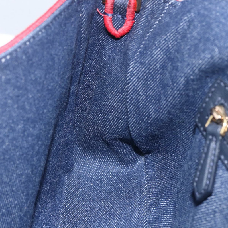 【日本直送】FENDI Mamma Baguette 單肩包 牛仔布 2way 海軍藍 金色 Auth 154083M-23