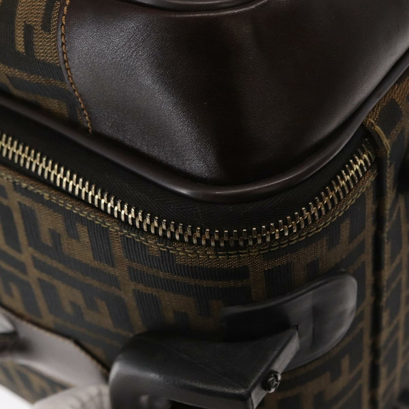 【日本直送】FENDI Zucca帆布旅行箱,黑色/棕色,正品,貨號155959SAV-15