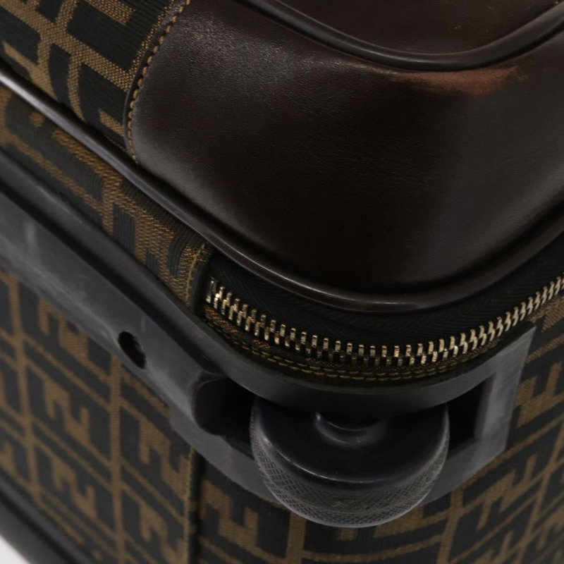 【日本直送】FENDI Zucca帆布旅行箱,黑色/棕色,正品,貨號155959SAV-16