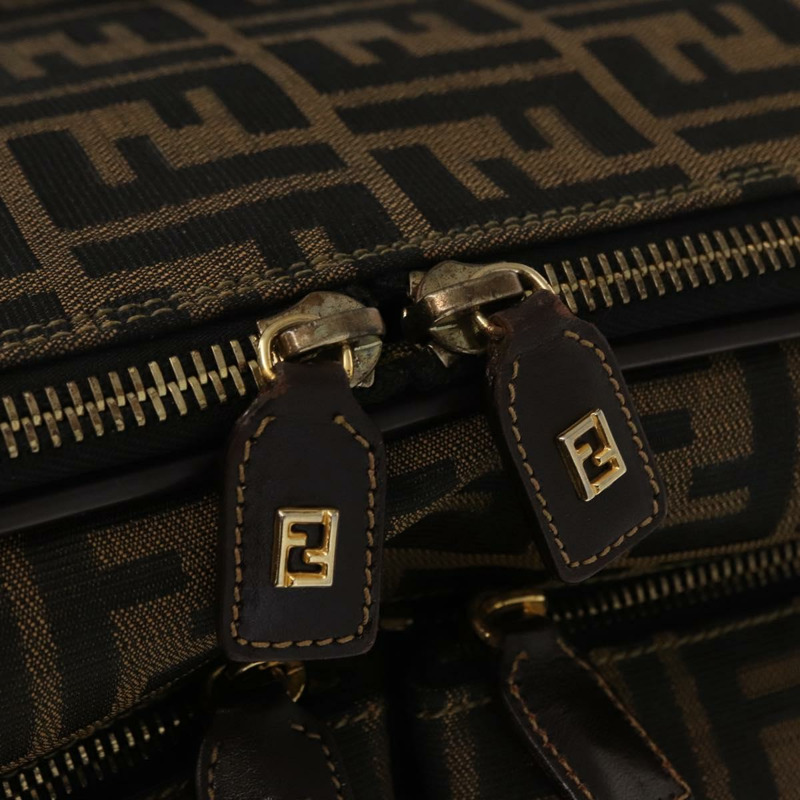 【日本直送】FENDI Zucca帆布旅行箱,黑色/棕色,正品,貨號155959SAV-19