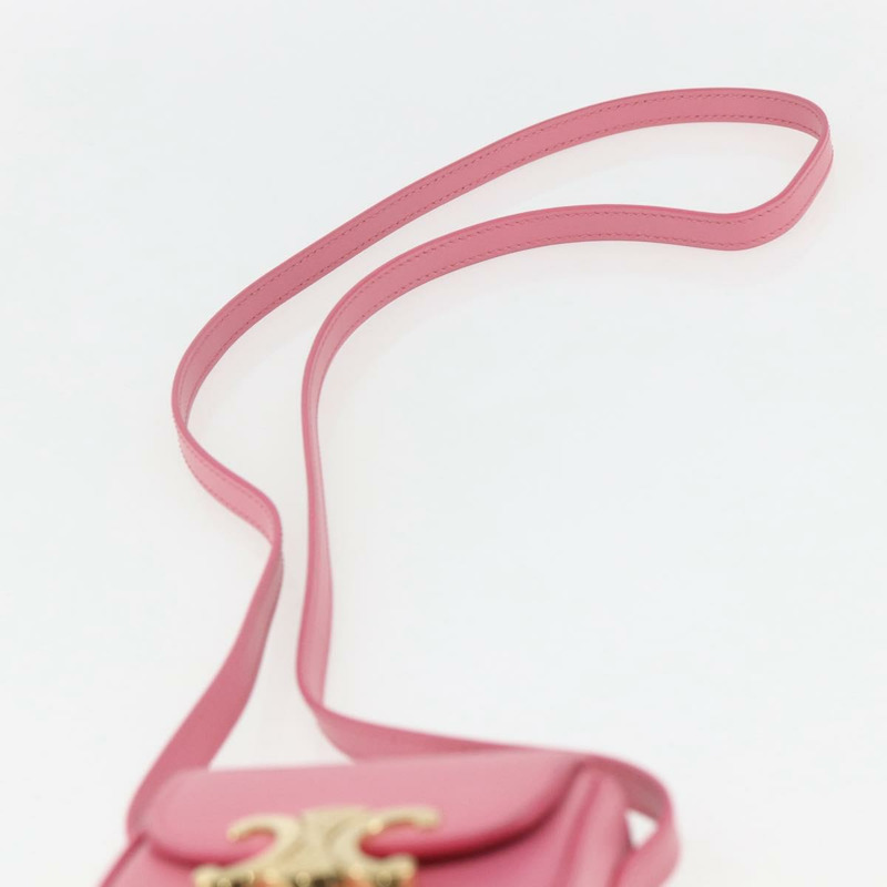 【日本直送】CELINE Triomphe Mini Claude 肩包，小牛皮材質，粉金色，正品編號 153596SAM-13