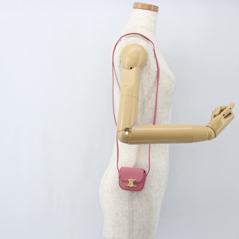 【日本直送】CELINE Triomphe Mini Claude 肩包，小牛皮材質，粉金色，正品編號 153596SAM-19