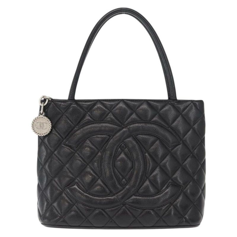 【日本直送】香奈兒標準托特包,魚子醬紋皮革,黑色,CC標誌,正品編號158861SAV-1