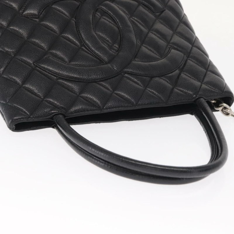 【日本直送】香奈兒標準托特包,魚子醬紋皮革,黑色,CC標誌,正品編號158861SAV-5